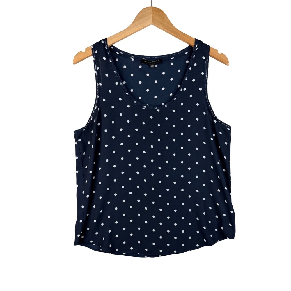 Banana Republic Polka Dot Sleeveless Blouse size Medium‎ Blue/White